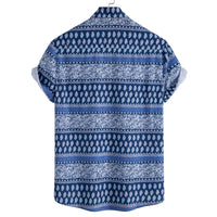 Men's Plus Size Geometric Print Short Sleeve Shirt – Stylish Summer Casual Top for Big & Tall