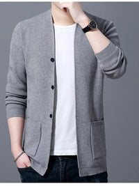 Men’s Plus Size Long Sleeve Cardigan with Pockets – Cozy & Stylish