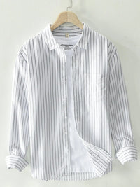 Men’s Plus Size Striped Button-Up Shirt Long Sleeve – Big & Tall Comfort Fit Casual Business Wear