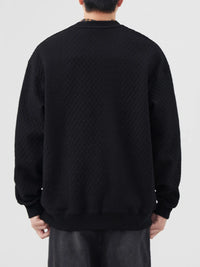men's oversized waffle-knit sweatshirt crewneck long sleeve pullover casual style