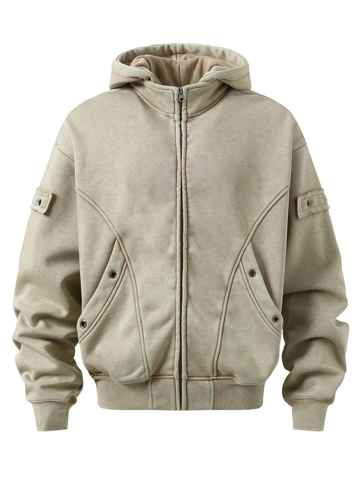 Men’s Distressed Zip-Up Hoodie – Soft Washed Cotton Streetwear Pullover