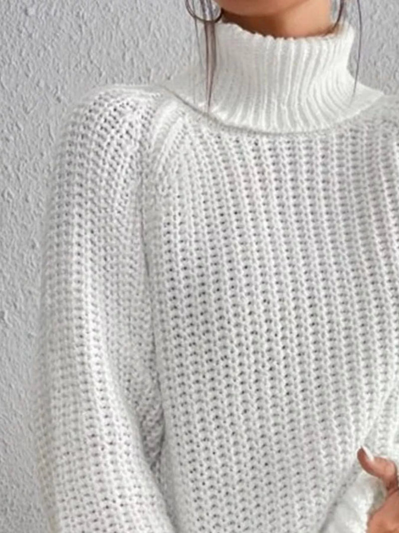 Plus Size Turtleneck Sweater - Ribbed Long Sleeve Top
