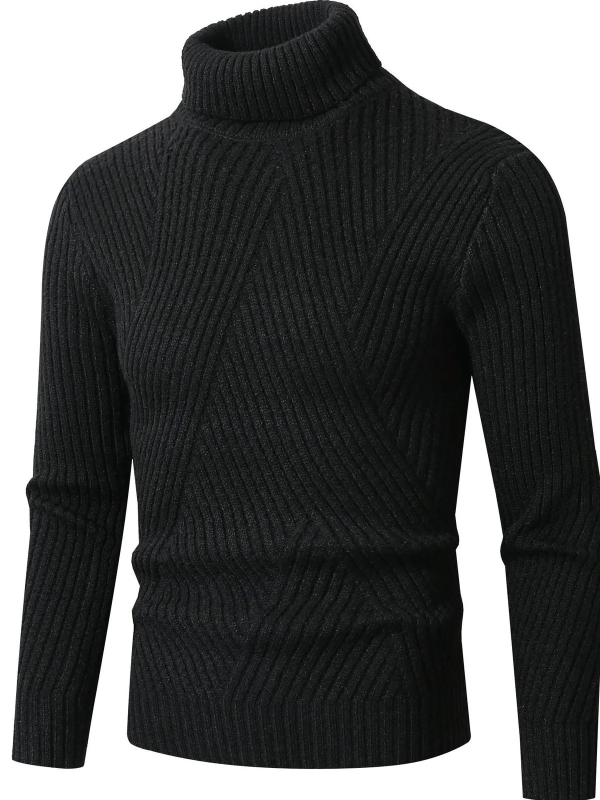 Men's Plus Size Ribbed Turtleneck Sweater – Warm Winter Fashion