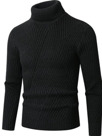 Men's Plus Size Ribbed Turtleneck Sweater – Warm Winter Fashion