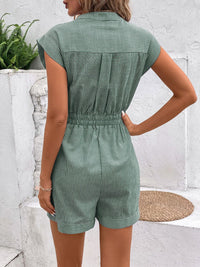 Striped Notched Tie Waist Romper Trandify deal