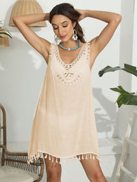 Tassel Scoop Neck Wide Strap Cover-Up Trandify deal