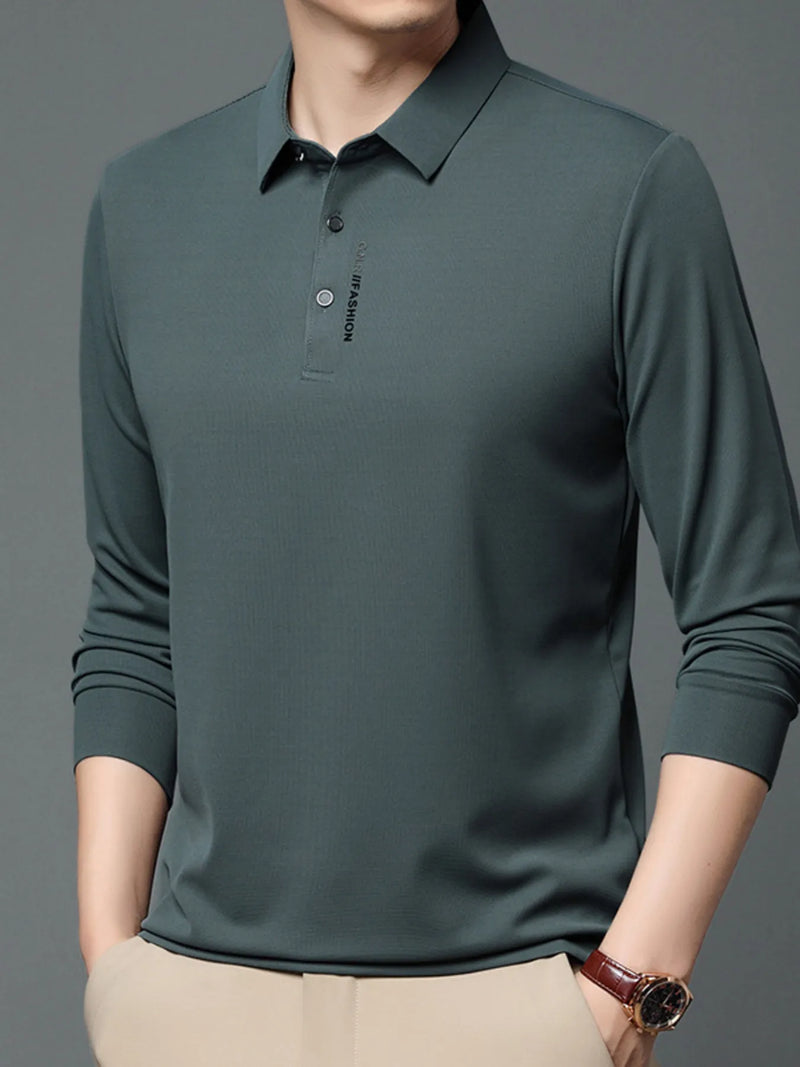 Men’s Plus Size Long Sleeve Polo Shirt – Classic Collar for Big & Tall Men – Business Casual Workwear