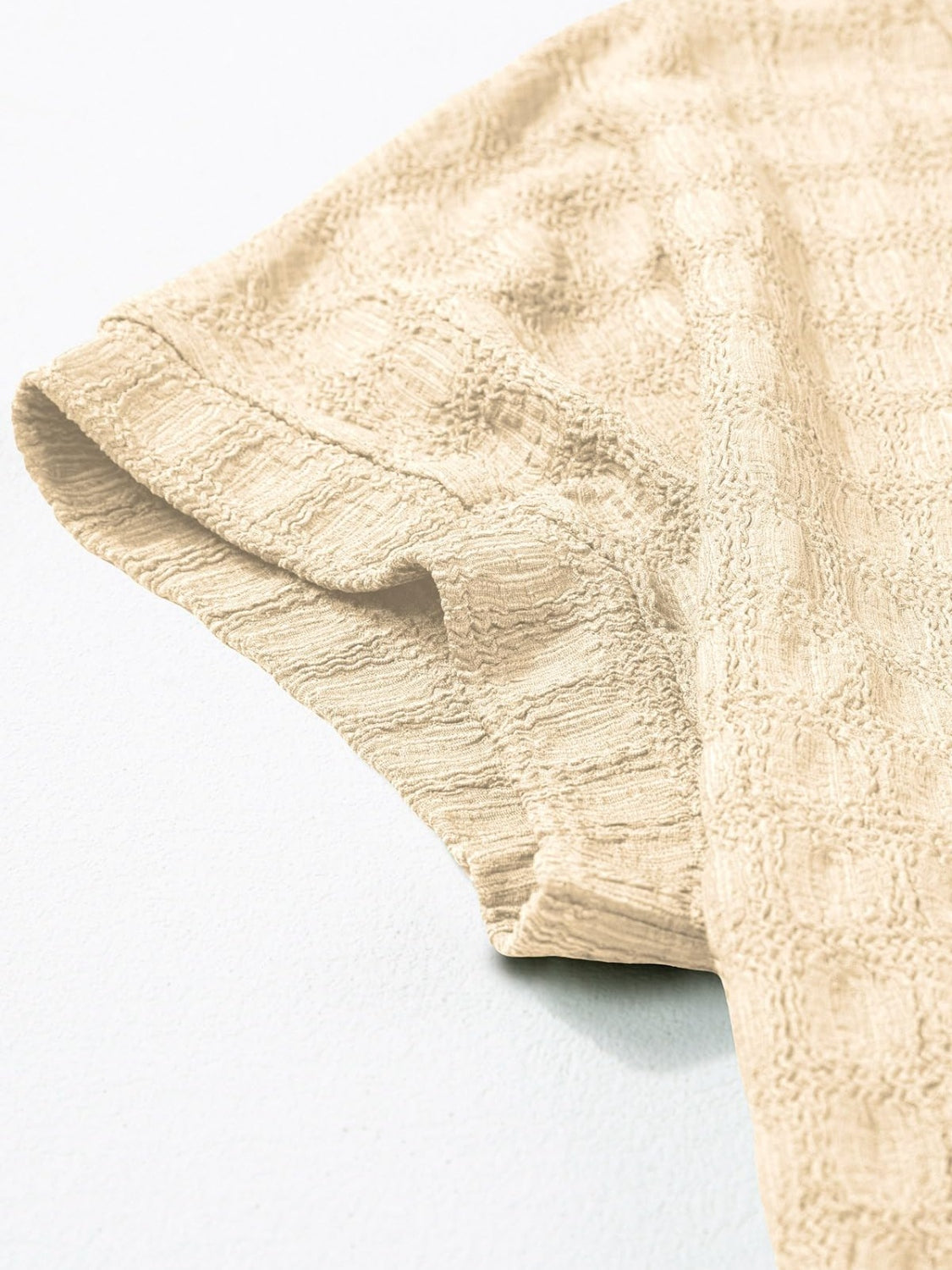 Textured Round Neck Short Sleeve Top Trandify deal