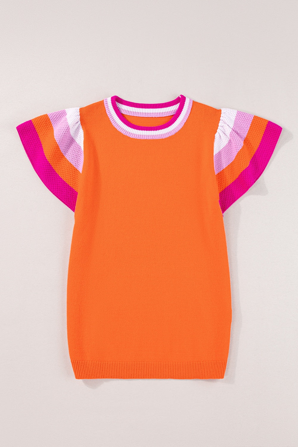 Color Block Round Neck Knit Top Trandify deal