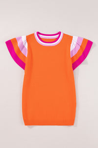 Color Block Round Neck Knit Top Trandify deal