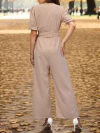 Casual Summer Wide Leg Jumpsuit with Adjustable Waist Tie – TrandifyDeal