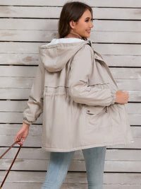 Drawstring Long Sleeve Hooded Jacket Trandify Deal