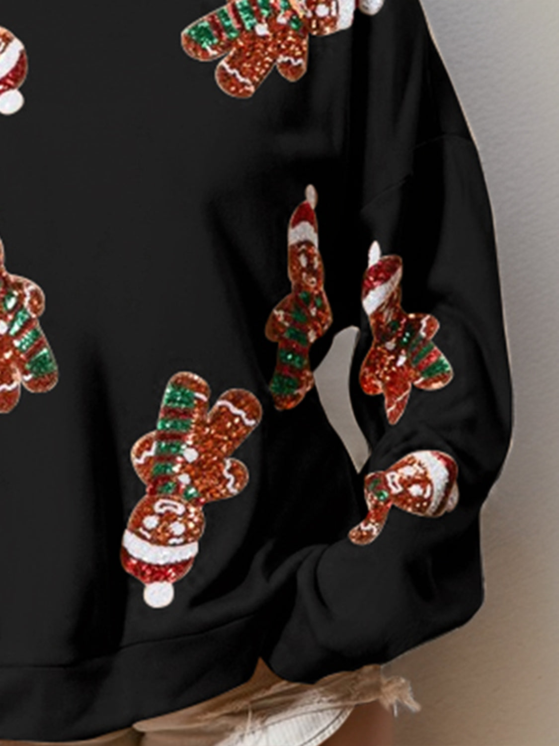 Sequin Gingerbread Man Long Sleeve Sweatshirt Trandify Deal