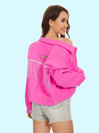 Distressed Distressed Button Up Denim Jacket Trandify deal