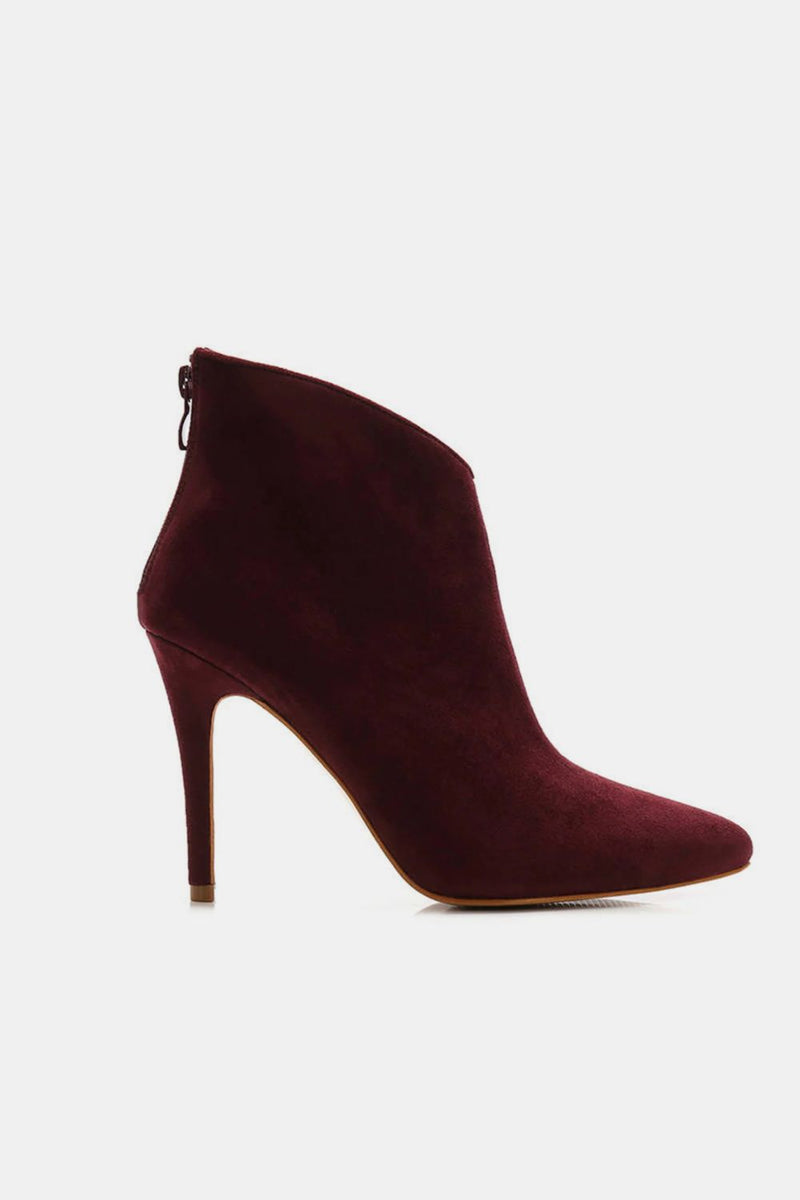 Beast Fashion Suede Stiletto Ankle Booties with Back Zippers Trandify Deal