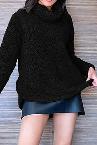 Fuzzy Turtleneck Long Sleeve Sweatshirt Trandify Deal