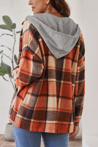 Plaid Button Up Hooded Shacket Trandify Deal