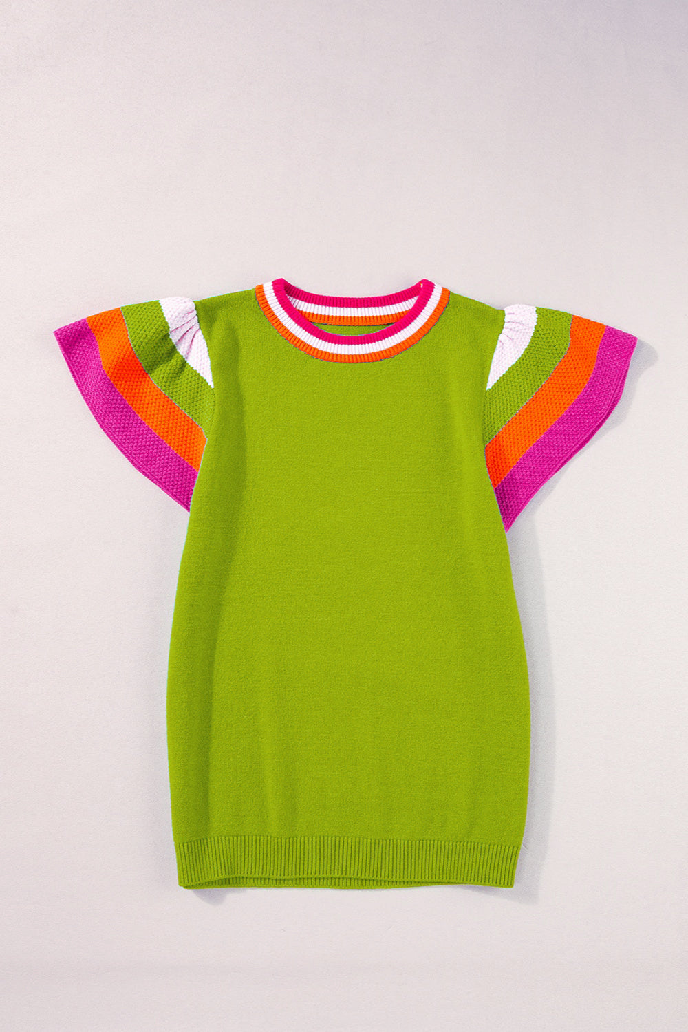 Color Block Round Neck Knit Top Trandify deal