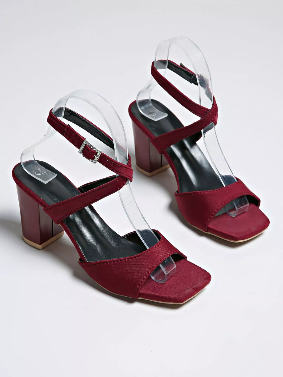 Women's open toe block heel sandals with ankle strap
