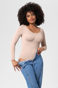 High-Waist Tummy Control Bodysuit – Long Sleeve Shapewear – Trandifydeal