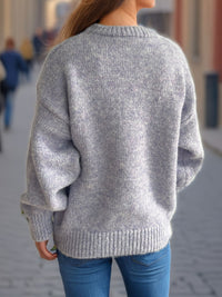 Round Neck Long Sleeve Sweater Trandify Deal