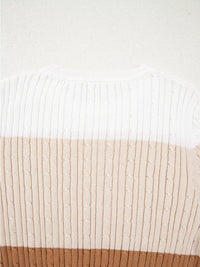 Women's Colorblock Cable Knit Sweater - 100% Cotton