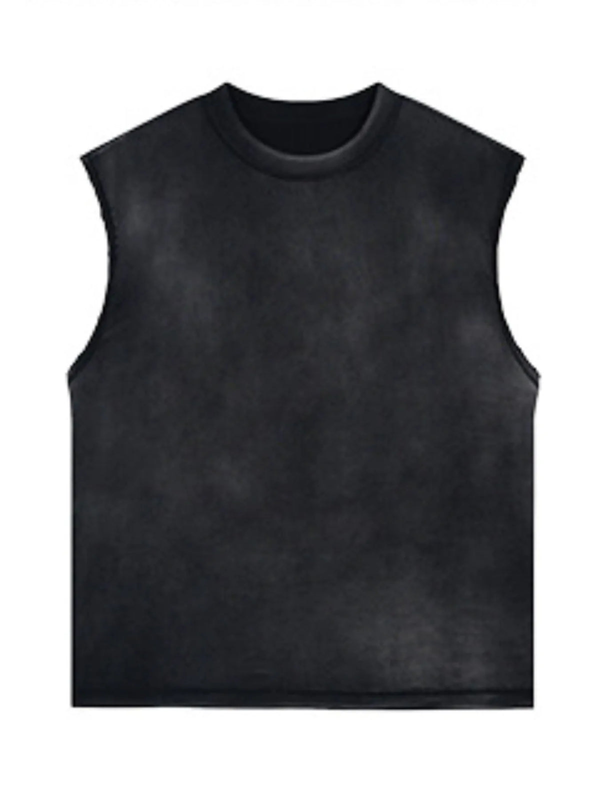 Black men’s casual round neck tank top slim fit breathable cotton‑blend