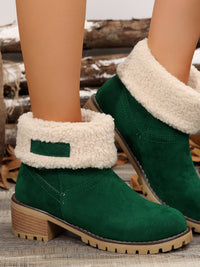 Thermal Fuzzy Block Heel Boots Trandify Deal