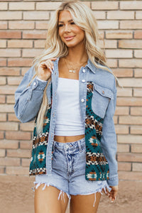 Pocketed Button Up Long Sleeve Denim Jacket Trandify Deal