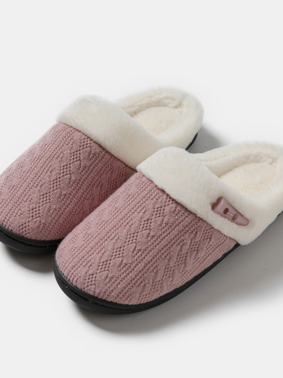 Horn Buckle Furry Texture Flat Slippers Trandify Deal