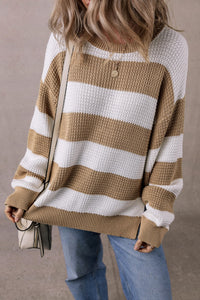 Color Block Round Neck Sweater – Trendy & Comfortable Knitwear Trandify Deal