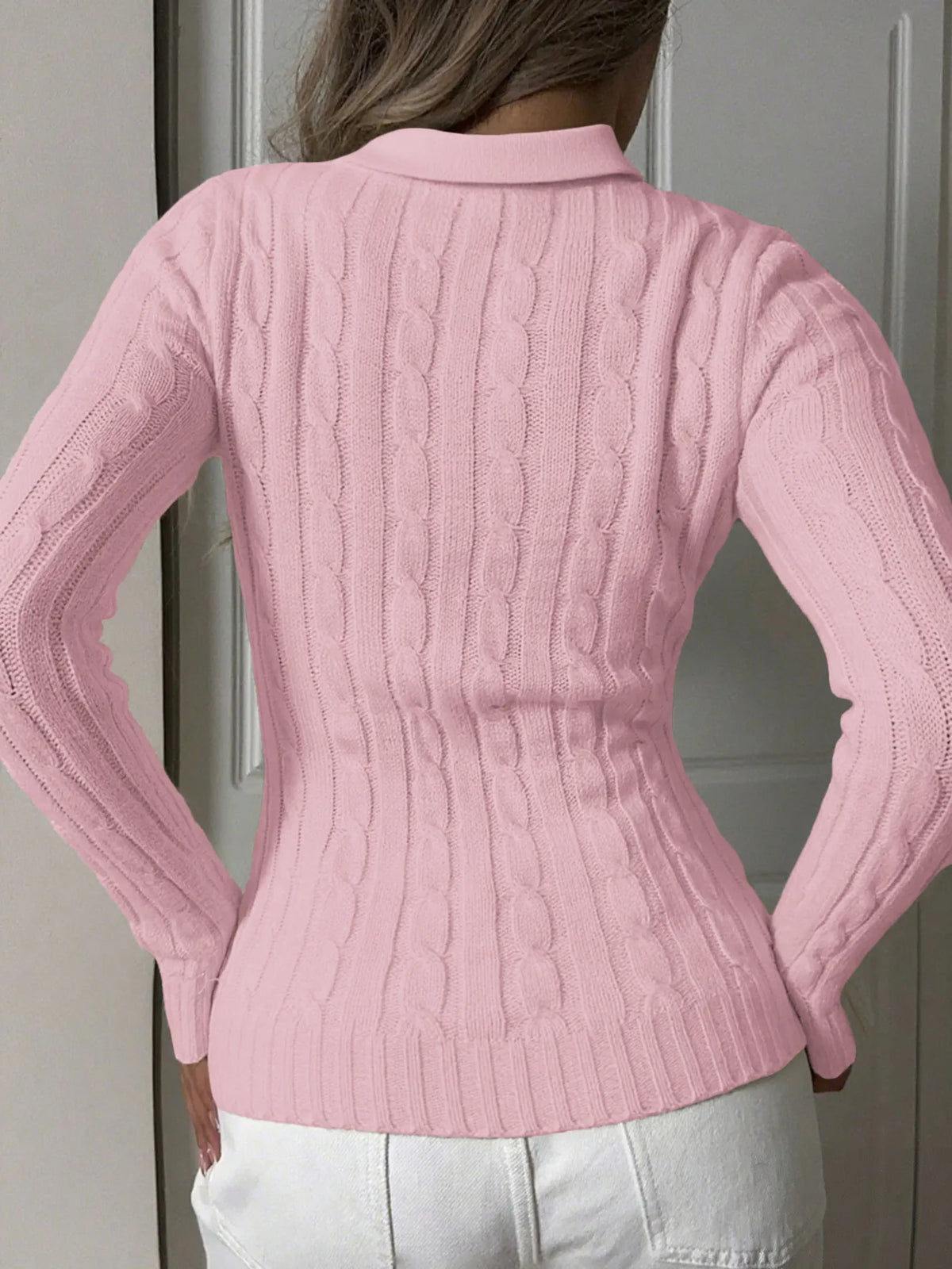 Women’s Cable Knit Sweater – Cozy Long Sleeve Pullover for Fall
