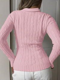 Women’s Cable Knit Sweater – Cozy Long Sleeve Pullover for Fall