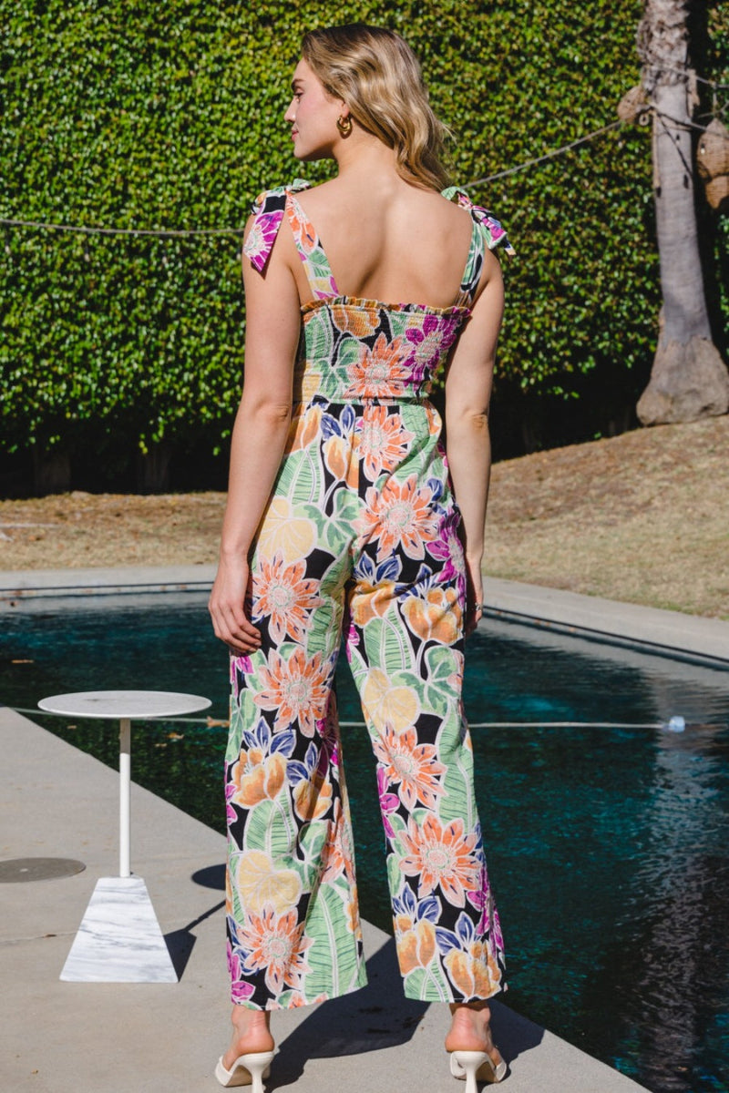 ODDI Full Size Floral Sleeveless Wide Leg Jumpsuit Trandify deal