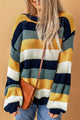 Color Block Round Neck Dropped Shoulder Sweater Trandify Deal