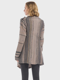 Angel Wings Tassel Striped Open Front Long Sleeve Cardigan Trandify Deal