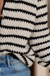 Striped Button Up Long Sleeve Cardigan Trandify Deal