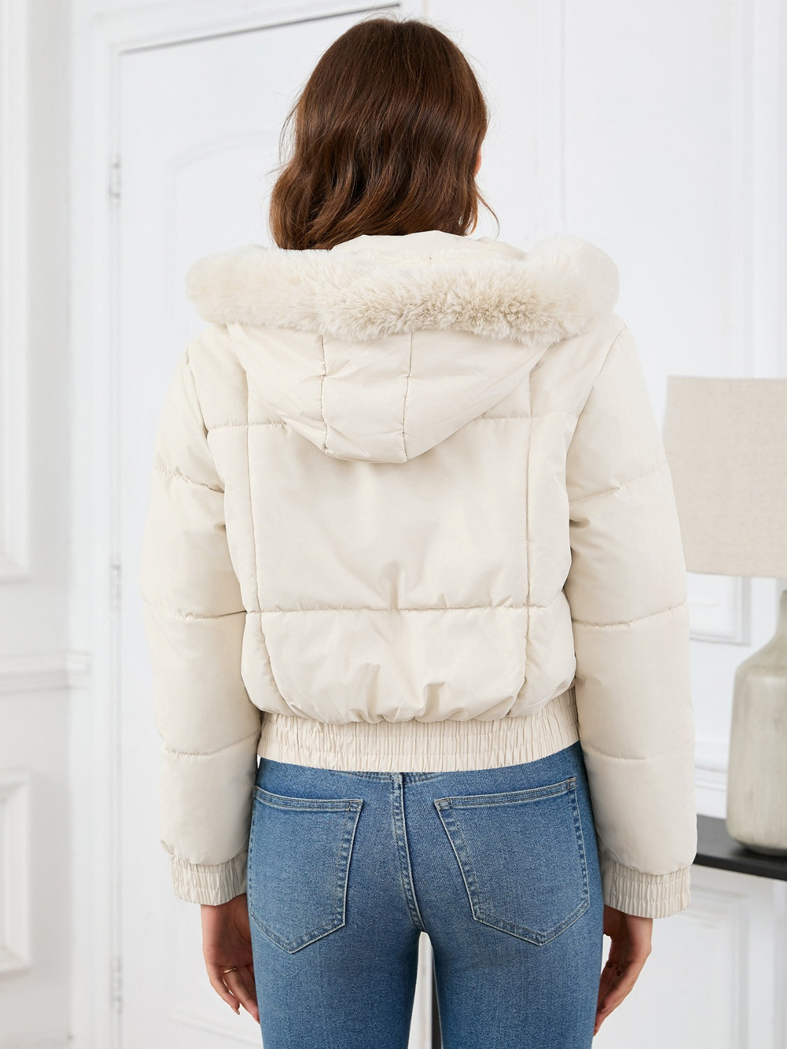 Pocketed Long Sleeve Cropped Hooded Winter Coat Trandify Deal