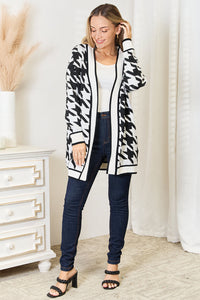 Mandy Woven Right Houndstooth Open Front Longline Cardigan Trandify deal