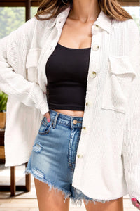 Button-Up Long Sleeve Shacket for Women - TrandifyDeal