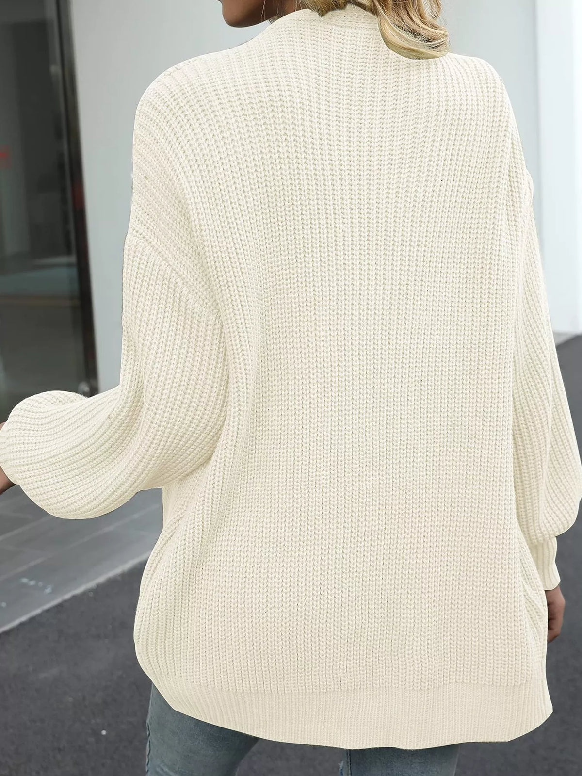 Oversized Chunky Knit Cardigan - Cable Knit Open Front Sweater
