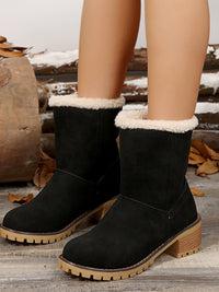 Thermal Fuzzy Block Heel Boots Trandify Deal