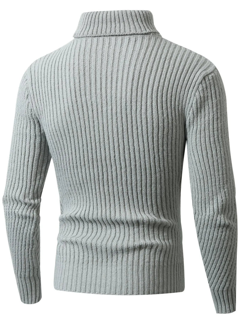 Men's Plus Size Ribbed Turtleneck Sweater – Warm Winter Fashion