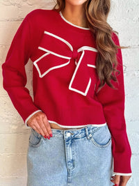 Holiday Bow Sweater | Women's Cropped Christmas Top