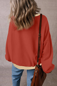 Contrast Round Neck Long Sleeve Sweatshirt Trandify Deal