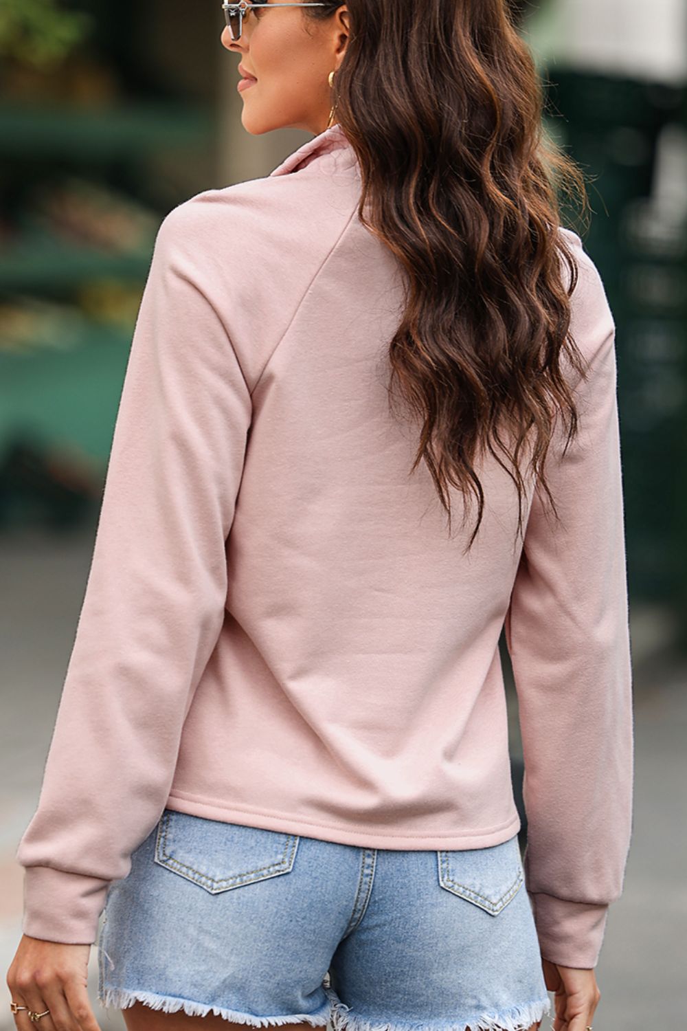 Textured Quarter Zip Long Sleeve Sweatshirt Trandify Deal
