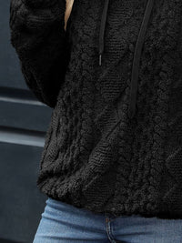 Drawstring Long Sleeve Plush Hoodie Trandify Deal