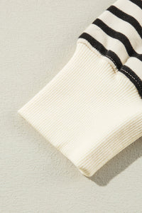 Decorative Button Striped Long Sleeve Sweatshirt Trandify Deal