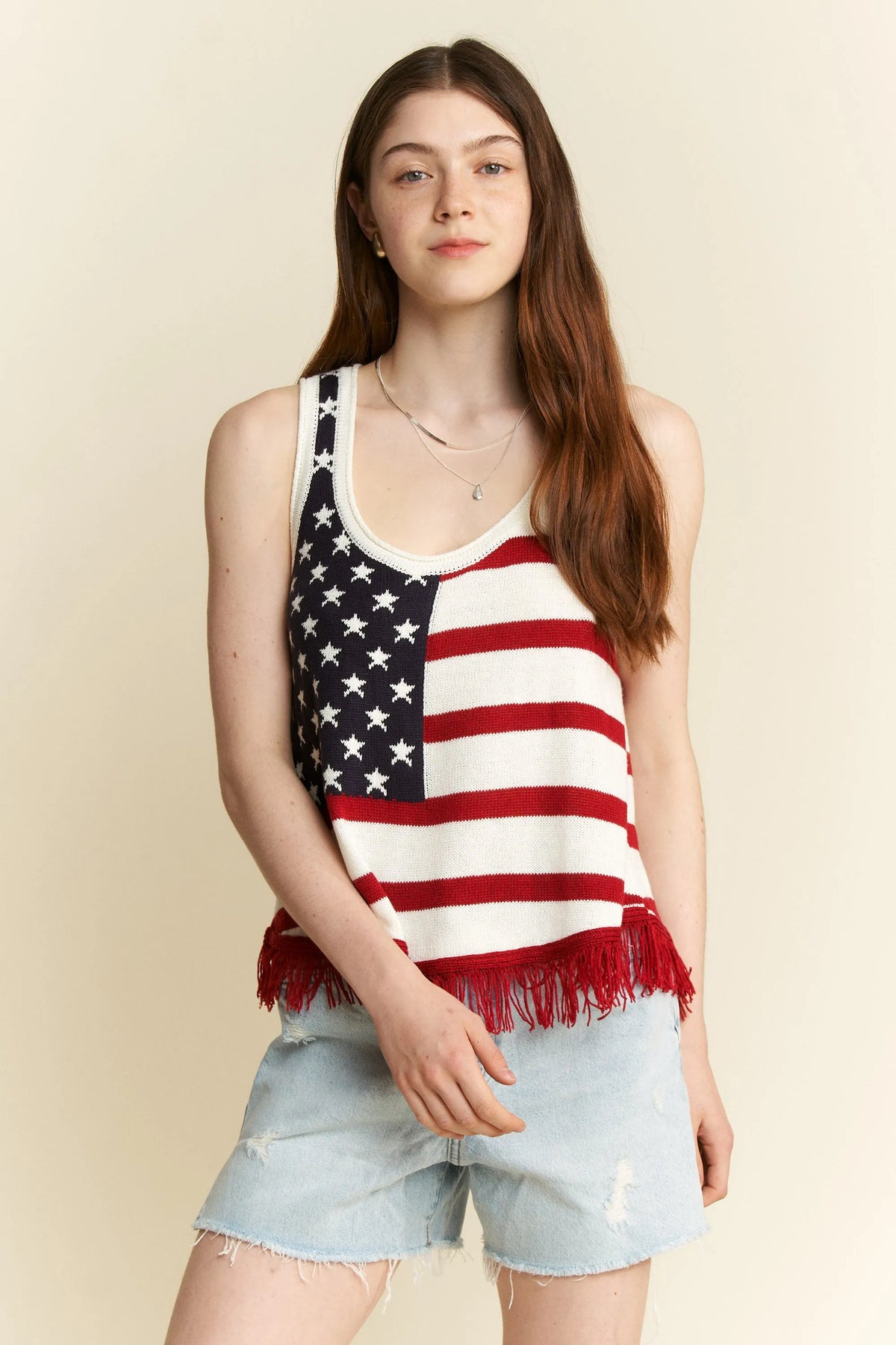 American Flag Fringe Tank Top for Women | Patriotic