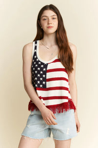 American Flag Fringe Tank Top for Women | Patriotic